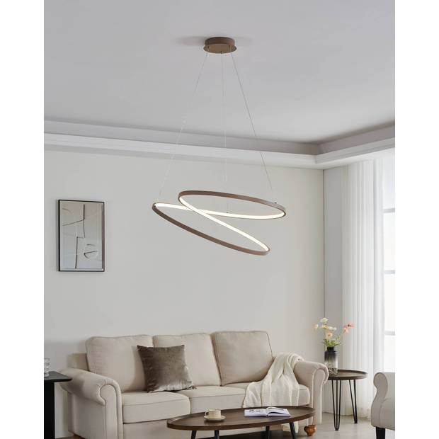 EGLO Ruotale Hanglamp - LED - Ø 70 cm - Zandkleur/Beige/Wit