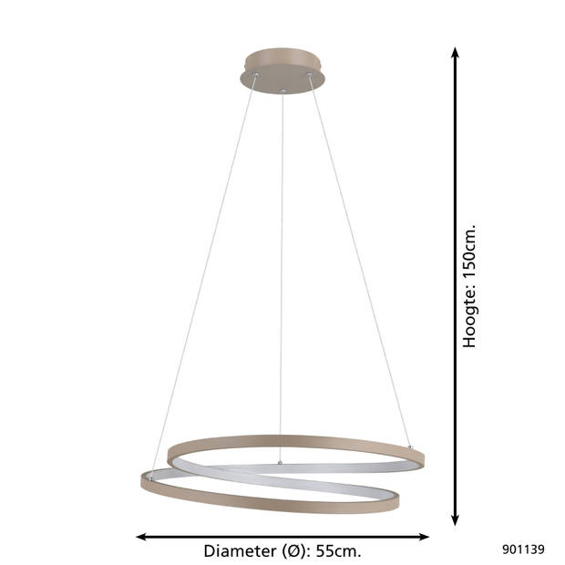 EGLO Ruotale Hanglamp - LED - Ø 55 cm - Zandkleur/Beige/Wit