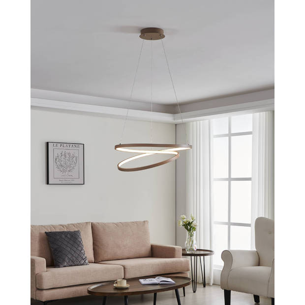 EGLO Ruotale Hanglamp - LED - Ø 55 cm - Zandkleur/Beige/Wit