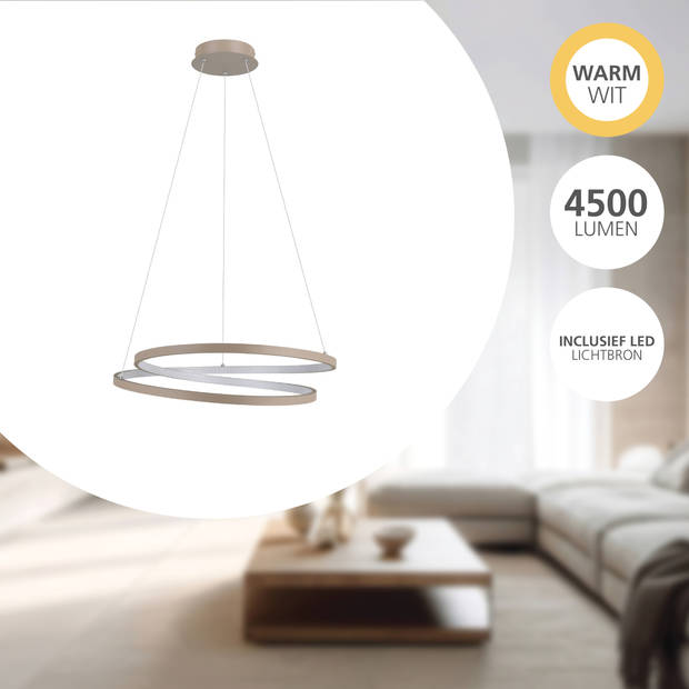 EGLO Ruotale Hanglamp - LED - Ø 55 cm - Zandkleur/Beige/Wit