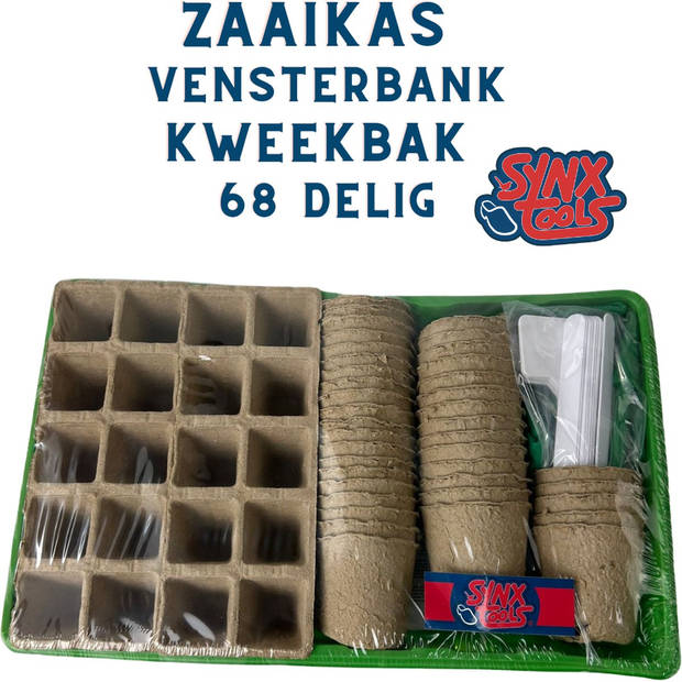 Synx Tools Zaaikas Kweekbak 68delig - Zaaitray - Kweektray - Vensterbank - Moestuinbak - Moestuinen - bodembewerkers