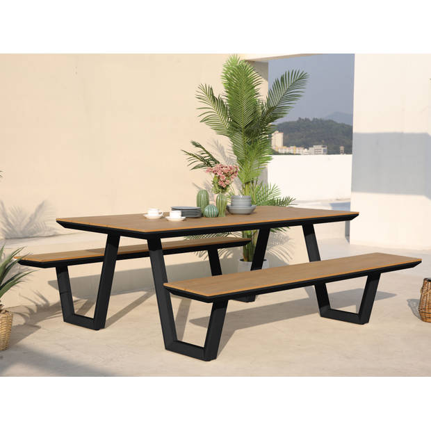 AXI Nori Picknicktafel met 2 banken in Antraciet & Teak-look voor 6 Personen Picknick Tafel / Picnic Table van