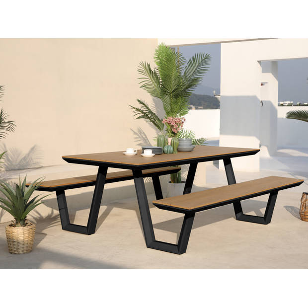 AXI Nori Picknicktafel met 2 banken in Antraciet & Teak-look voor 6 Personen Picknick Tafel / Picnic Table van