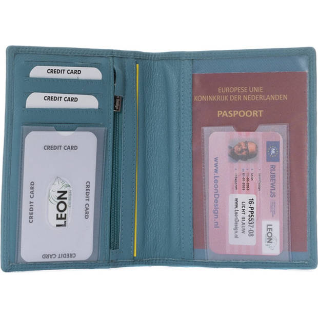 Paspoort hoesje - Klein - Leer - Lichtblauw