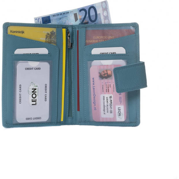 Paspoort hoesje - Buitensluiting - Leer - Lichtblauw