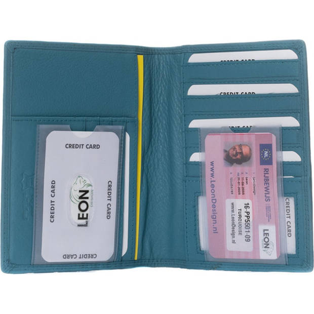 Paspoort hoesje - Compact - Leer - Turquoise