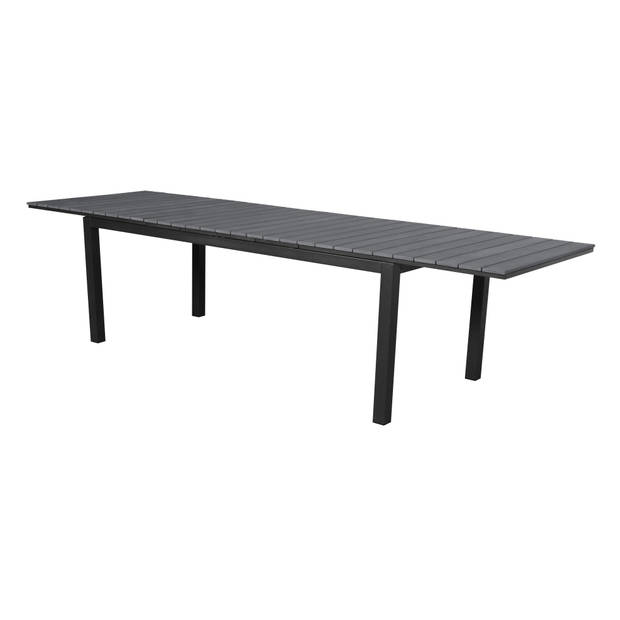 Essy tuintafel, incl. 2 inlegplaten L 200-300 cm zwart/grijs.