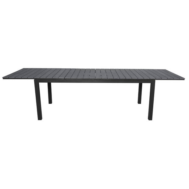 Essy tuintafel, incl. 2 inlegplaten L 200-300 cm zwart/grijs.