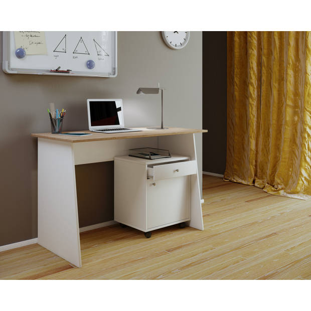 Masola Maxi bureau decor wit/Sonoma eik.