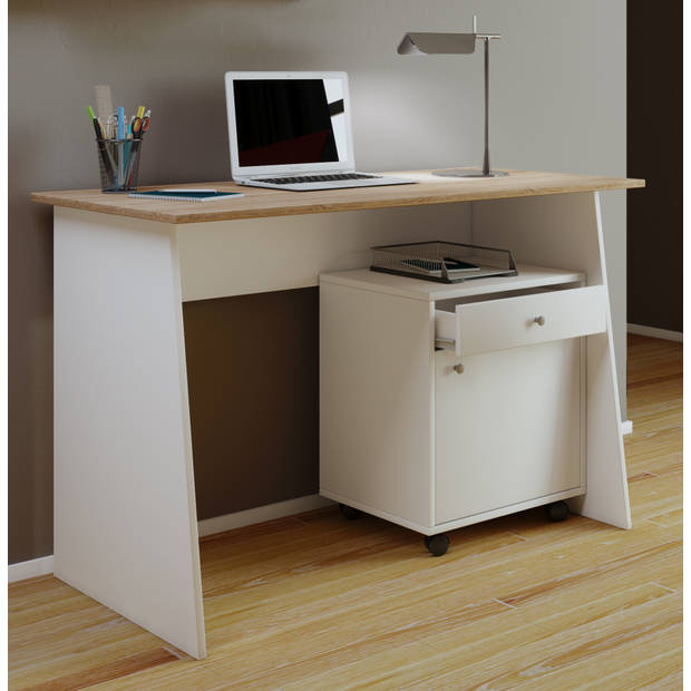 Masola Maxi bureau decor wit/Sonoma eik.