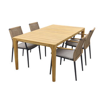 VDG Andorra Grey/Teak / Taste Liam tuinset - 180x100 cm. - Stapelbaar