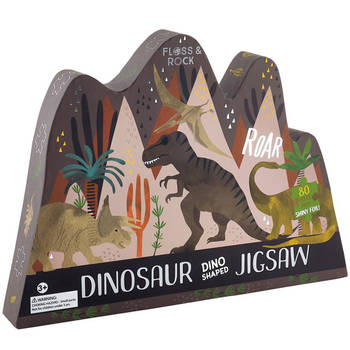 Floss & Rock Dinosaurus - puzzel - 80 stukjes - 35 x 55 cm - Multi