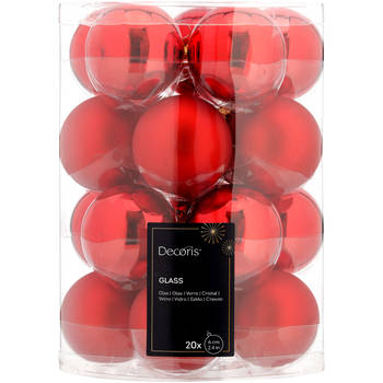 Blokker kerstballen glas rood s/20