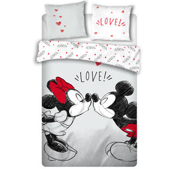 Disney Minnie Mouse Dekbedovertrek Love - Lits Jumeaux - 240 x 220 cm - Wit