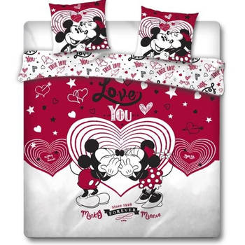 Disney Minnie Mouse Dekbedovertrek Love You - Lits Jumeaux - 240 x 220 cm - Rood