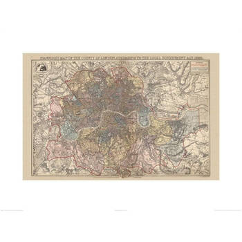 Kunstdruk Stanfords - Map of the County of London 1888 60x80cm