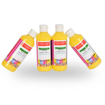 4x Plakkaatverf Knutselverf 250ml schoolverf geel Voor volwassenen en kinderen 16cm*5cm