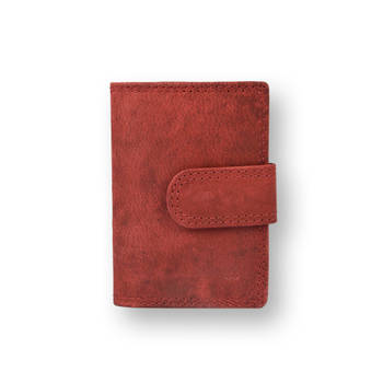 4east Rode Dames Portemonnee - Stijlvol Echt Leder - 14 Creditcards Vakjes - Afmetingen 6.5cm x 1.5cm x 10cm