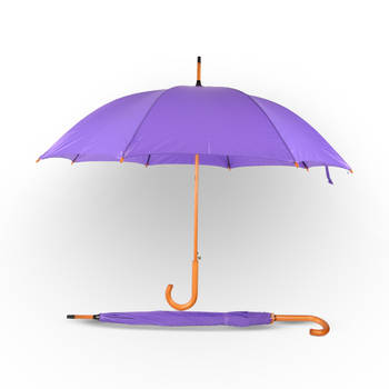 2x Paraplu Automatische paraplu paars Opvouwbare paraplu Houten handvat 89cm*98cm