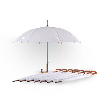 8x Paraplu kinderparaplu Diameter 102 cm Stevige paraplu wit regenaccessoires polyester Automatische