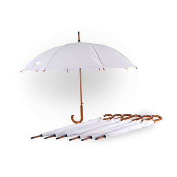 7x Paraplu kinderparaplu Diameter 102 cm Stevige paraplu wit regenaccessoires polyester Automatische