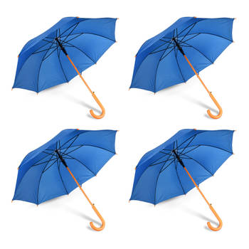 4x Paraplu kinderparaplu Diameter 102 cm Stevige paraplu blauw regenaccessoires polyester Automatische