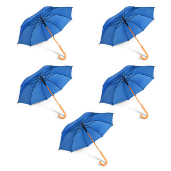 5x Paraplu kinderparaplu Diameter 102 cm Stevige paraplu blauw regenaccessoires polyester Automatische