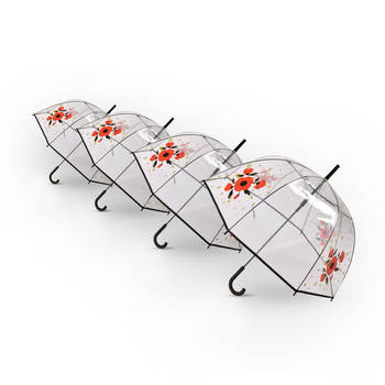 4x Paraplu Diameter 86 cm Stevige paraplu transparent regenaccessoires polyester Automatische paraplu