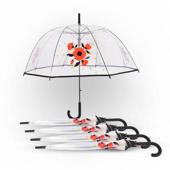 5x Paraplu Diameter 86 cm Stevige paraplu transparent regenaccessoires polyester Automatische paraplu