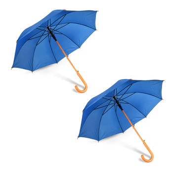 2x Paraplu kinderparaplu Diameter 102 cm Stevige paraplu blauw regenaccessoires polyester Automatische