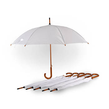 6x Paraplu kinderparaplu Diameter 102 cm Stevige paraplu wit regenaccessoires polyester Automatische