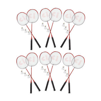 Topkwaliteit Badminton Racket Set - 12 Rackets, 18 Shuttles - Rood - Inclusief Opbergtas