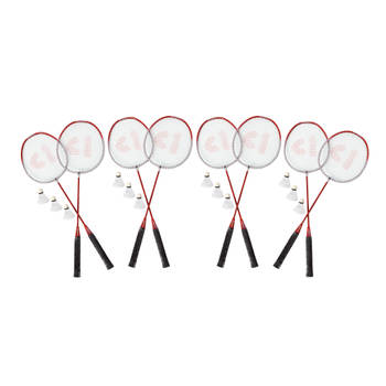 Exclusieve Badminton Racket Set - 8 Rackets, 12 Shuttles - Rood - Inclusief Opbergtas