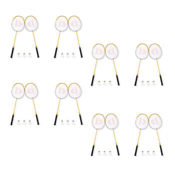 Voordelige Bundel - Premium Badmintonset: 16 Aluminium Rackets, 24 Bioplastic Shuttles & Gele Rackettas