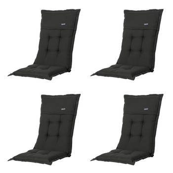 Madison - Tuinkussens Hoge Rug Rib Black - 123x50 - Zwart - 4 Stuks