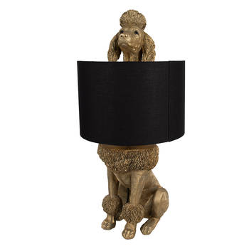 Clayre & Eef Tafellamp Hond Poedel 30x28x57 cm Goudkleurig Zwart Polyresin Bureau Goudkleurig Bureau