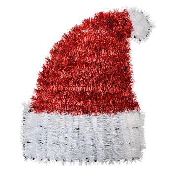 Clayre & Eef Kerstdecoratie Kerstmuts 33x5x42 cm Rood Wit Kunststof Rood