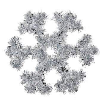 Clayre & Eef Kerstdecoratie Sneeuwvlok 29x29x1 cm Zilverkleurig Kunststof Zilverkleurig
