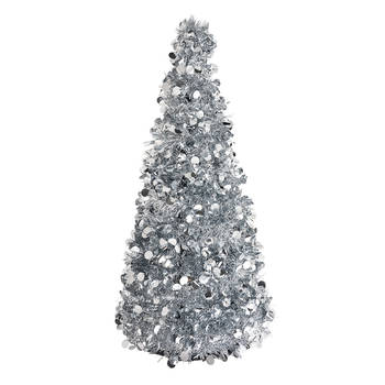 Clayre & Eef Kerstdecoratie Kerstboom Ø 21x50 cm Zilverkleurig Kunststof Zilverkleurig