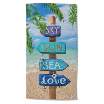 Droomtextiel Sun Love strandlaken - Handdoek 100x180 cm - Heerlijk Zacht - Poly Velours