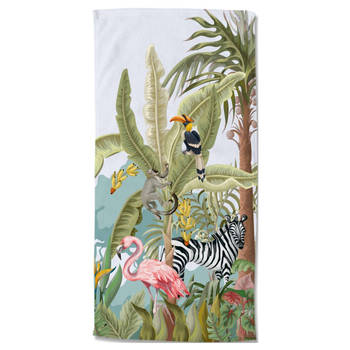 Droomtextiel Jungle Kinder Strandlaken - Handdoek 75x150 cm - Heerlijk Zacht - Velours