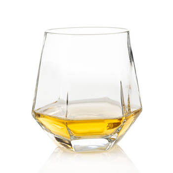 Whisiskey - Whiskey Diamond glazen - 4 whiskey Glazen - 300ml - Whiskey glazen set - Waterglazen - Drinkglazen - Glas -