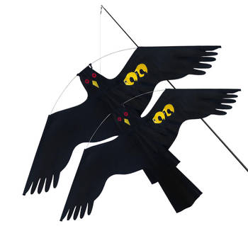 HIXA Vogelverjager 7 Meter - met Extra Vlieger Duivenverjager - Vogelverschrikker - Kraaien - Zwart - Nylon