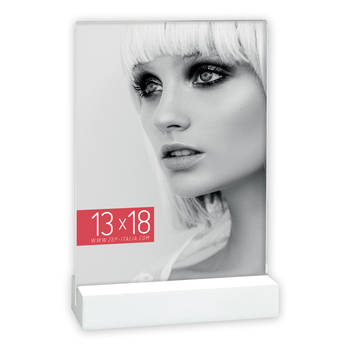 ZEP - Acryl Fotolijst Dresda voor foto 15x20 met houten standaard wit - EQ68WH