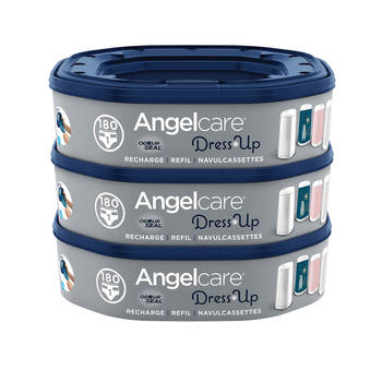 AngelCare Navulling Luieremmer Baby - Achthoekige Navulcassettes - Voor Dress Up - 3 Stuks