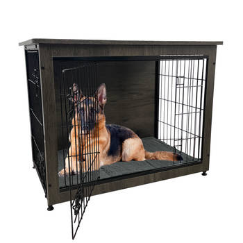 MaxxPet Houten Hondenbench - Hondenhuisje voor binnen - Hondenhok - kennel - 110x74x80cm