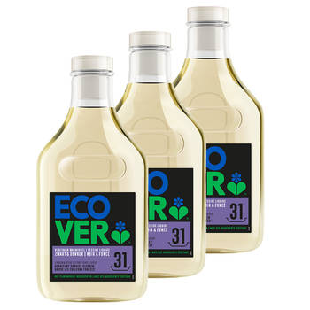 Ecover Wasmiddel Voordeelverpakking 3 x 1,43L - Hernieuwt Donkere Kleuren - Zwart & Donkere Was - Limoen & Lotus
