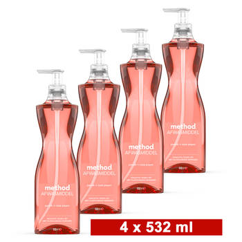 Method - Duurzaam - Afwasmiddel - Peach Pink Pepper - Krachtig tegen Vet - 4 x 532 ML - Voordeelverpakking