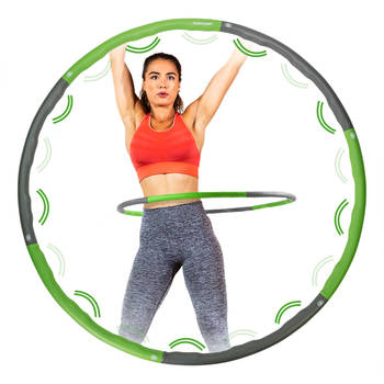 Tunturi Fitness Hoelahoep - Fitness hoepel - Fitness hulahoop - 1,2 kg - Groen/Grijs - Incl. gratis fitness app