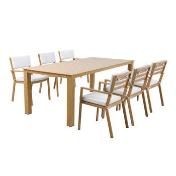 AXI Jada Tuinset met 6 stoelen in Hout look & Beige Dining set voor tuin in Aluminium / Polyester